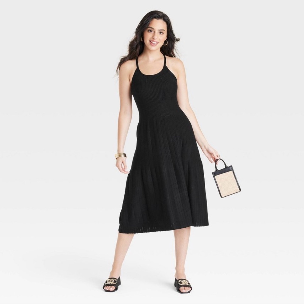 Women's Tank Midi Sweater Dress - A New Day Black XS